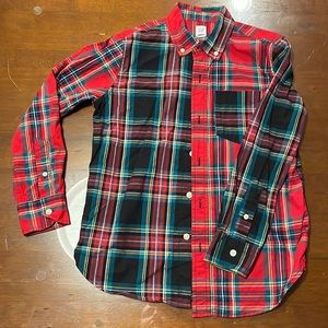 Gap Kids Green and Red Button Down Plaid Shirt Size L (10)